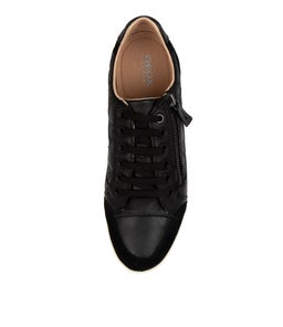 D MYRIA C LOW GE BLACK LEATHER SUEDE