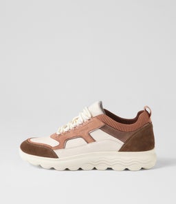 D SPHERICA C GE OFF WHITE DK ROSE LEATHER SUEDE