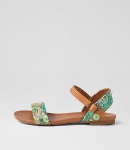 SARATOGA GREEN PAISLEY TAN SMOOTH