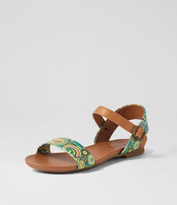 SARATOGA GREEN PAISLEY TAN SMOOTH