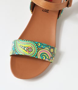SARATOGA GREEN PAISLEY TAN SMOOTH