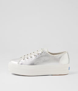 TRIPLE UP WASHED METALLIC KE SILVER LEATHER