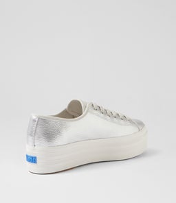 TRIPLE UP WASHED METALLIC KE SILVER LEATHER