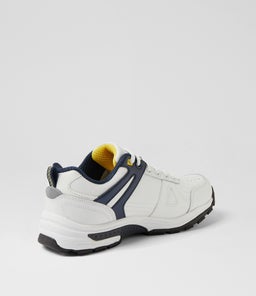 ENDURANCE JNR LACE LX WHITE NAVY YELLOW LEATHER