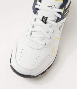 ENDURANCE JNR LACE LX WHITE NAVY YELLOW LEATHER