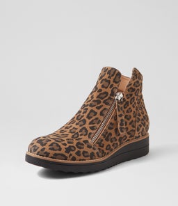 OLISE CAMEL LEOPARD BLACK SOLE SUEDE