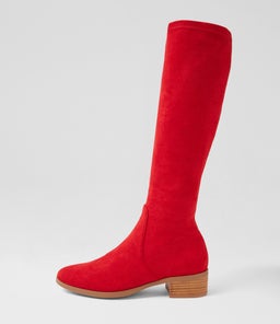TENLEY MI RED STRETCH MICROSUEDE