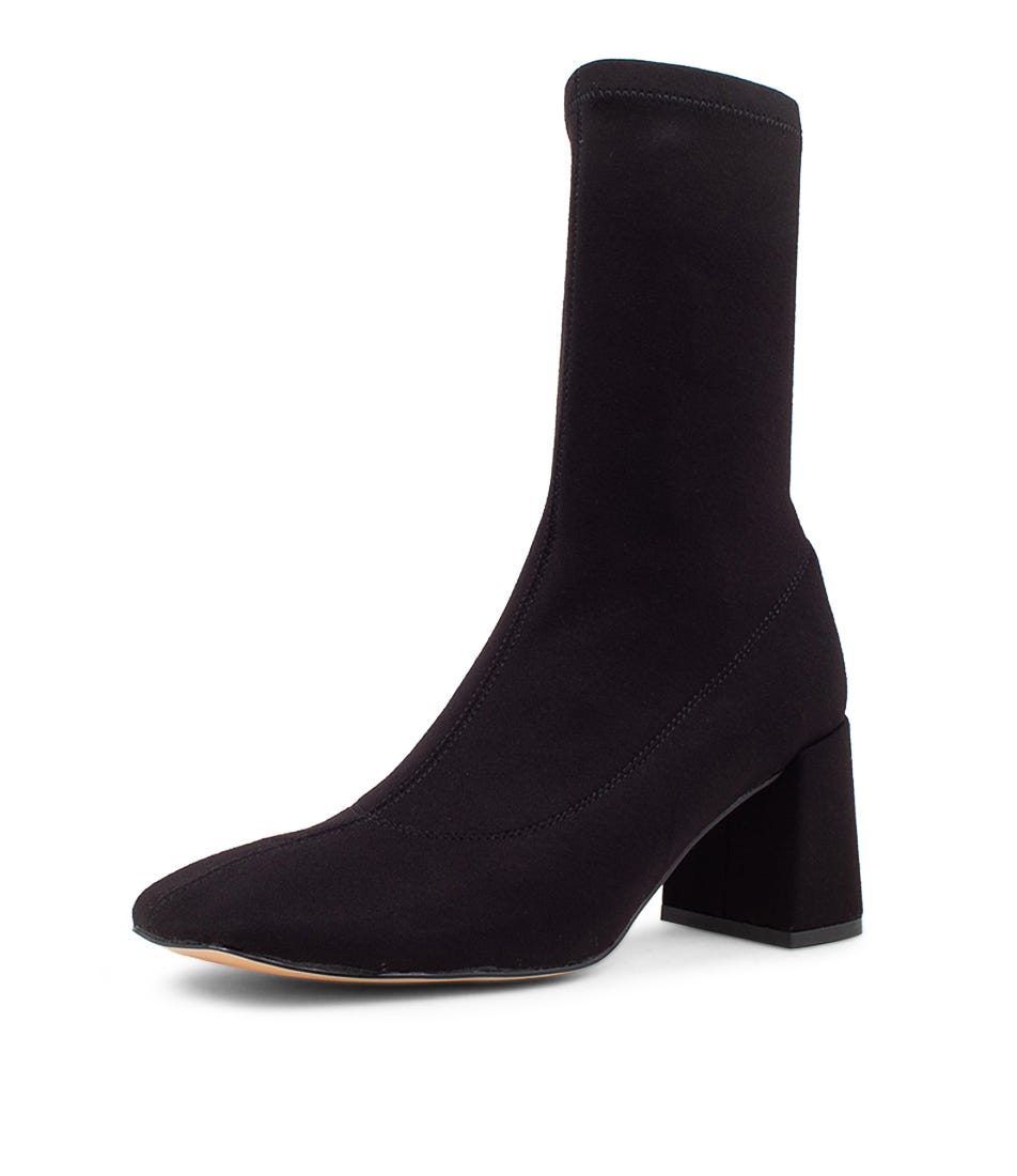 Trusted Black Stretch Fabric Ankle Boots