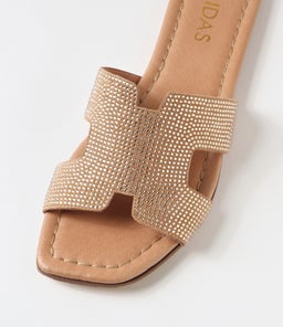 LACEE MI PALE GOLD CAMEL JEWELS SUEDE