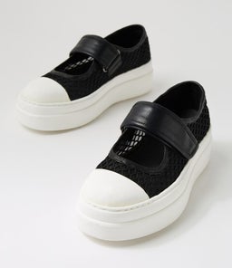 ALMMA MI BLACK WHITE SOLE MESH LEATHER
