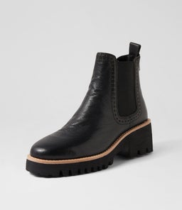 DONYA MI BLACK BLACK STITCH LEATHER