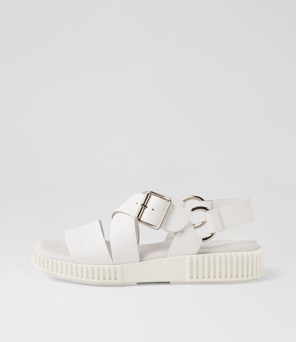 Irring White Tumble Leather Sandals by Midas | Shop Online at Styletread NZ