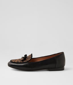MAJONG MI BLACK CAMEL LEOPARD LEATHER MULTI