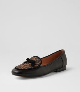 MAJONG MI BLACK CAMEL LEOPARD LEATHER MULTI