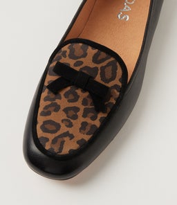 MAJONG MI BLACK CAMEL LEOPARD LEATHER MULTI