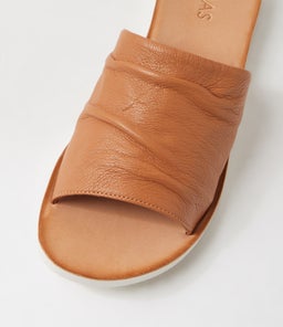 NICKIE MI DK TAN WHITE SOLE LEATHER