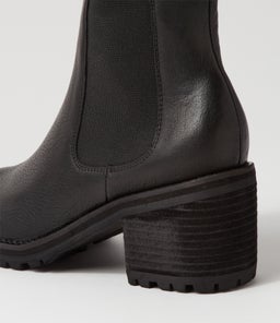 BISCOTI BLACK BLACK HEEL LEATHER