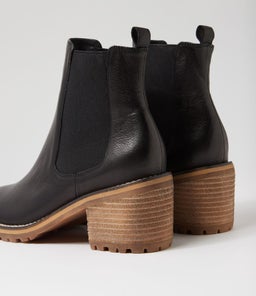 BISCOTI BLACK NATURAL HEEL LEATHER