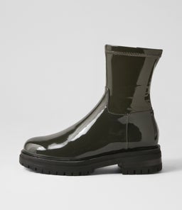 ALOVE MO DK OLIVE STRETCH PATENT PU