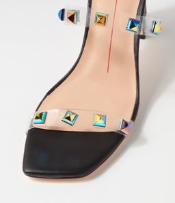 STARS MO BLACK PETROL STUD VINYLITE LEATHER