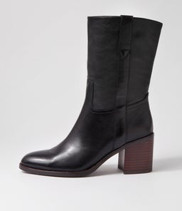CHELSI MO BLACK DK BROWN HEEL LEATHER