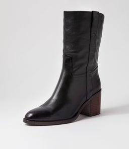 CHELSI MO BLACK DK BROWN HEEL LEATHER