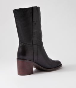 CHELSI MO BLACK DK BROWN HEEL LEATHER