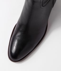 CHELSI MO BLACK DK BROWN HEEL LEATHER