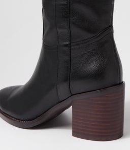 CHELSI MO BLACK DK BROWN HEEL LEATHER