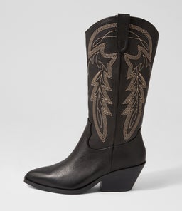 RIDING MO BLACK GOLD EMBROIDERY LEATHER
