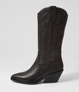 RIDING MO BLACK BLACK HEEL LEATHER