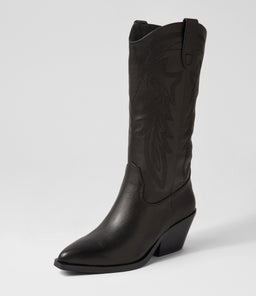 RIDING MO BLACK BLACK HEEL LEATHER