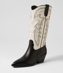 RIDING MO BLACK CREAM LEATHER