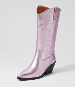 RIDING MO PALE PINK METALLIC LEATHER