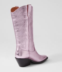 RIDING MO PALE PINK METALLIC LEATHER