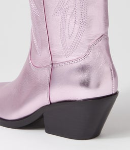 RIDING MO PALE PINK METALLIC LEATHER