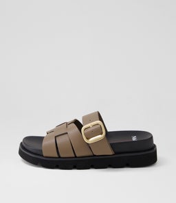 CAZALI MO DK TAUPE BLACK SOLE LEATHER