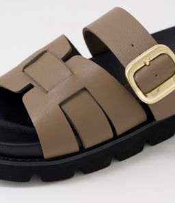 CAZALI MO DK TAUPE BLACK SOLE LEATHER