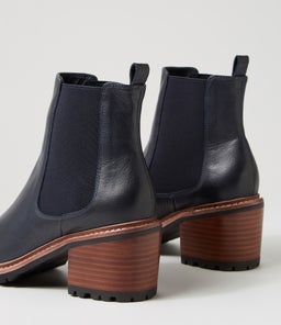 BISCOTIM MO NAVY BROWN BLACK HEEL LEATHER