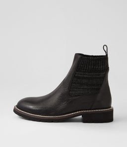 REYN MO BLACK BLACK CHOC HEEL LEATHER