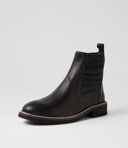 REYN MO BLACK BLACK CHOC HEEL LEATHER
