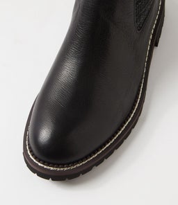 REYN MO BLACK BLACK CHOC HEEL LEATHER
