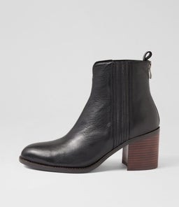 CHEYLA MO BLACK DK BROWN HEEL LEATHER