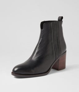 CHEYLA MO BLACK DK BROWN HEEL LEATHER