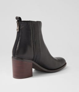 CHEYLA MO BLACK DK BROWN HEEL LEATHER