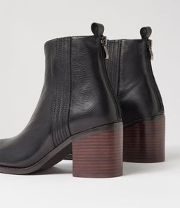 CHEYLA MO BLACK DK BROWN HEEL LEATHER