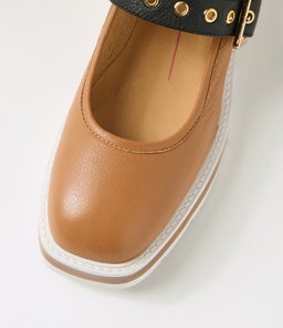 TEISA MO DK TAN WHITE SOLE LEATHER