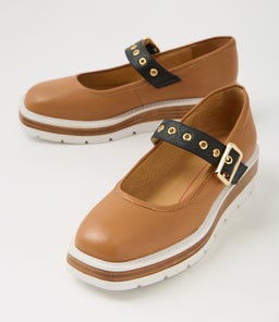 TEISA MO DK TAN WHITE SOLE LEATHER
