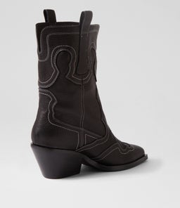 RIAVA MO BLACK WHITE STITCH LEATHER