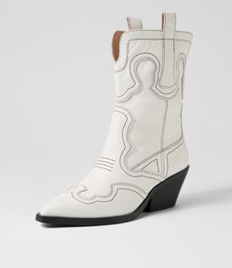 RIAVA MO WHITE BLACK STITCH LEATHER